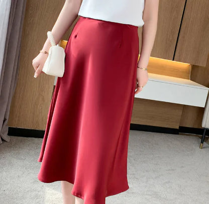 High Waisted Silk Skirt - thriftybridal