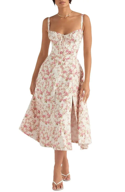 Floral Midriff Waist Shaper Dress