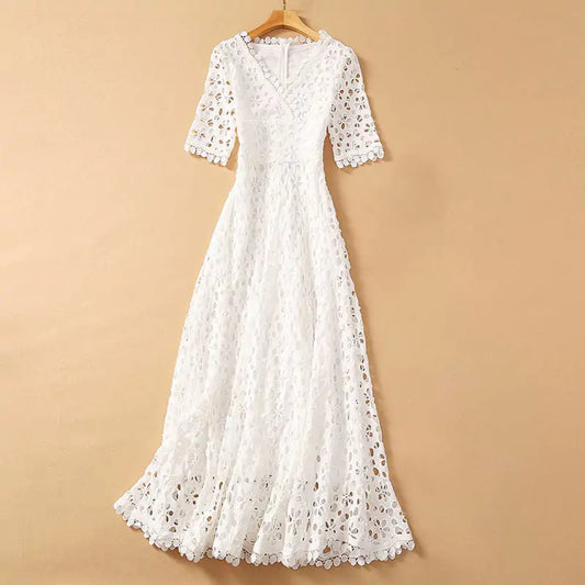 Eyelet White Coastal Dress - thriftybridal